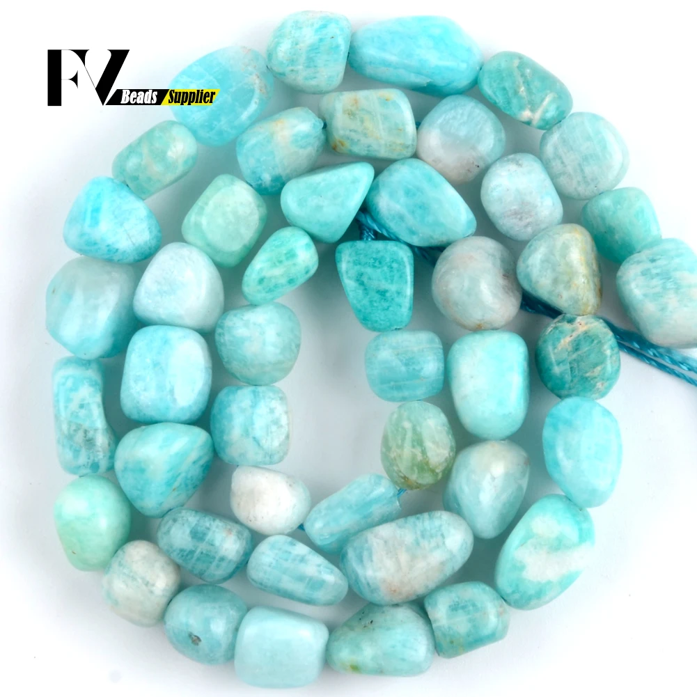 Natural Irregular Amazonite Stone Loose Beads 8-10mm Gravel Spacer Beads For Jewelry Making DIY Bracelets Necklace Accessory 15\