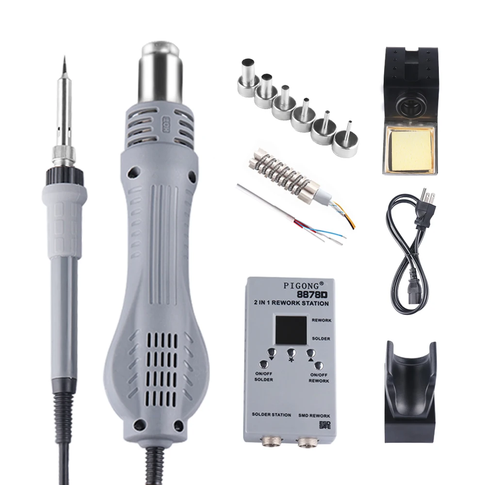 Hot air gun desoldering station two one LED Digital Portable BGA Rework Electronic phone repair tool Electricity soldering iron