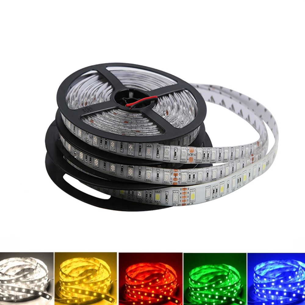 5V 12V 24V LED Light Strip TV Backlight Waterproof SMD 5050 5M 5 12 24 V Volt RGB LED Strip Lights For Decoration Room Bedroom