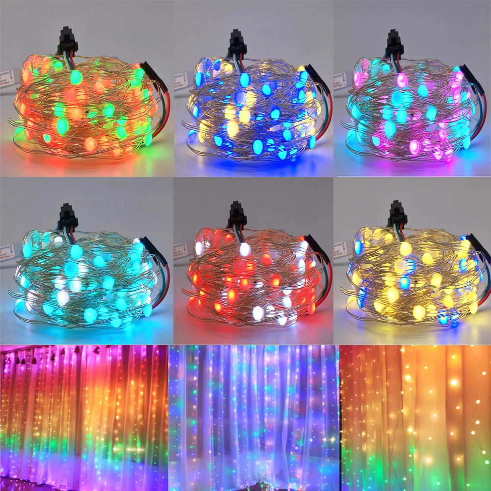 DC5V SK6812 LED String Christmas Lights for Bedroom WS2812B RGB Led Light Bluetooth Full Color Addressable Individually 2/5/10m