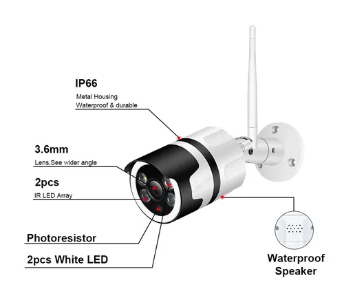 Imagen 2 del producto Minicámara IP de 8MP y 4K para exteriores, sistema de videovigilancia con Wifi, H.265, visión nocturna, POE, Audio Camhi