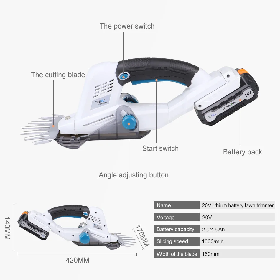 NEWONE 20V Lithium-Ion Platform Professional Cordless Tool Grinder,Impact Drill,Orbital Polisher,Saw,Oscillating Tool,Lawn Mower