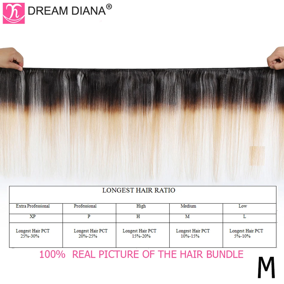 DreamDiana peruwiańskie pasma prostych włosów 2 przyciemniane Ombre jedwabiście proste pasma T1B/30 Remy Bone Hair 100% ludzki włos do przedłużania włosów — zdjęcie 7