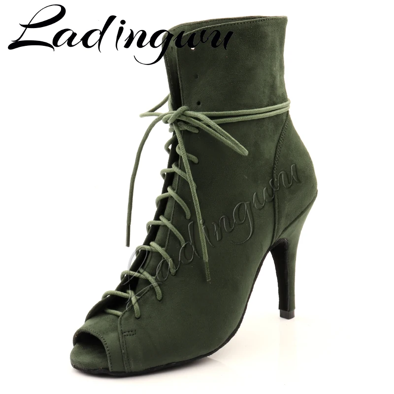 LD-Chaussures de danse latine à talon vert armée pour femme, botte d\'entraînement pour femme, Jazz, Salsa, salle de Rh, bottes de printemps et d\'été