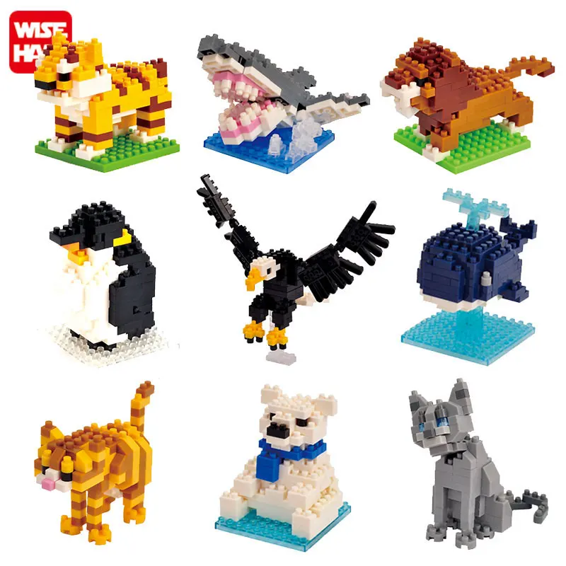 Analyste de blocs de construction de mini figurines d\'animaux pour enfants, mosse, chien, chat, taille micro, cadeau de Noël, jouets CE pour fille,