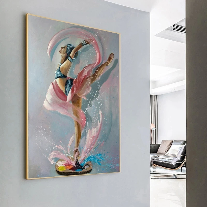 Abstract Ballerina Oil Painting on Canvas Posters and Prints Dance Ballet Girl Wall Art Decorative Picture for Living Room Decor