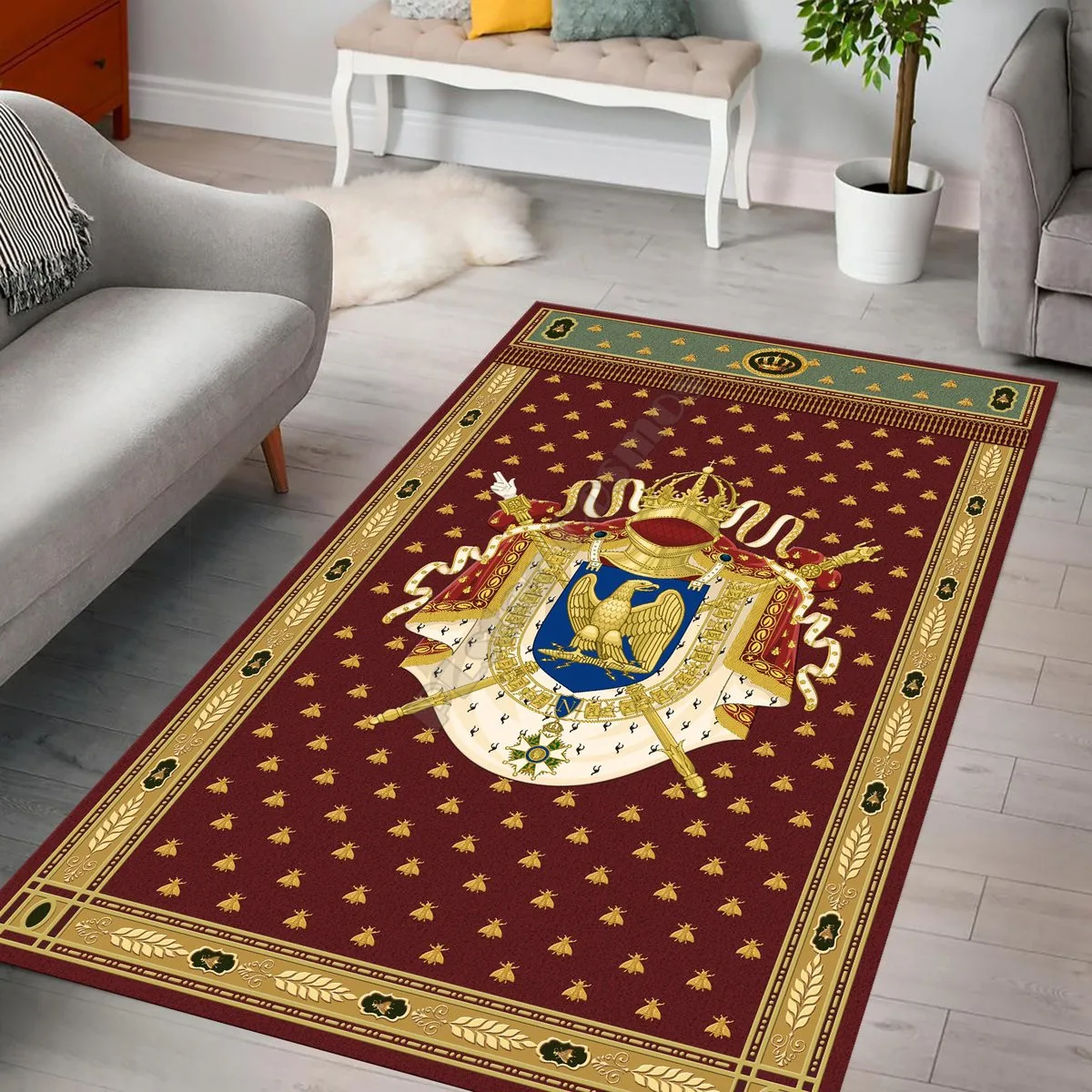 Napoleon Coat Of Arms Rug carpet Square Anti-Skid Area Floor Mat 3D Rug Non-slip Mat Dining Room Living Room Soft Bedroom Carpet