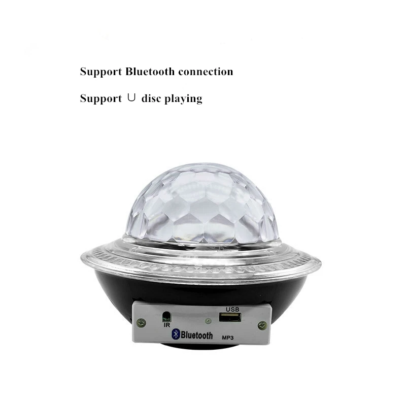 Bluetooth UFO giratorio bola mágica colorida 12W DISCO etapa atmósfera luz bluetooth altavoz KTV/Dance/fiesta negro/blanco