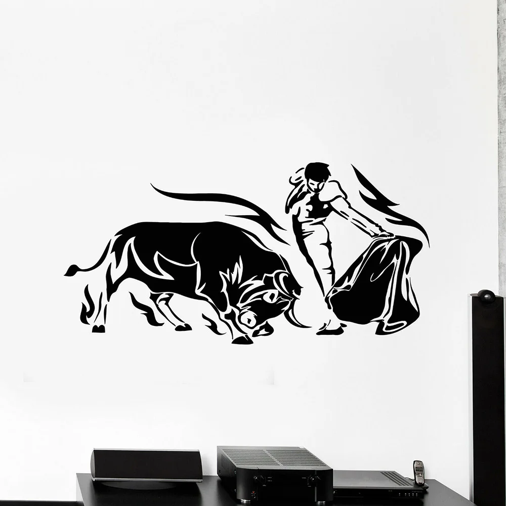 Matador Wall Stickers Bull Animal Spanish Corrida Vinyl Decals Home Decor Living Room Office Background Window Wall Door Z836