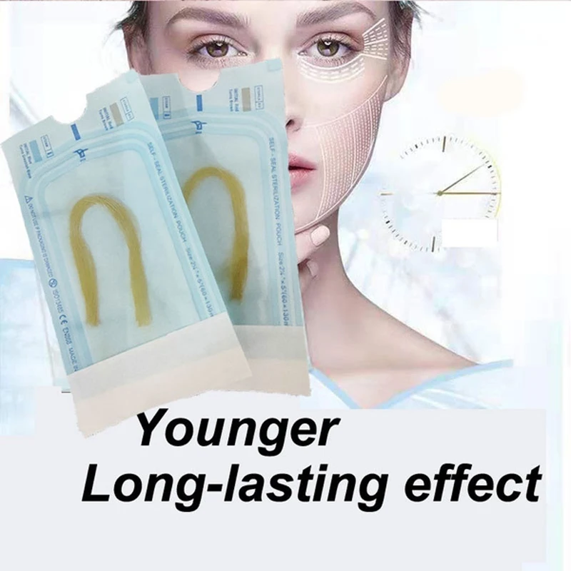 Face Line Carved Gold Collagen Protein Line Thread Absorble Thread No Neddle Anti Aging Face Lifting Skin Care