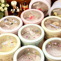 Creative Transparent Sunroof Film Tin Box Medium Floral Round Cookie Gift Box Tea Candy Jewelry Seasoning Storage Box