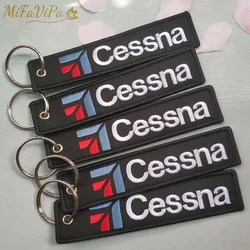 5 PCS/LOT Wholesale Embroidery Cessna Keychain Fashion Trinket Black Phone Strap Aviation Key Chain for Aviation Gift Key Ring