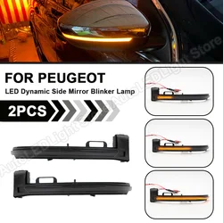 For peugeot 308 side indicator light 2013-2019 2PCS LED Dynamic Side Mirror Blinker Lights Sequential Flowing Turn Signal Lamps