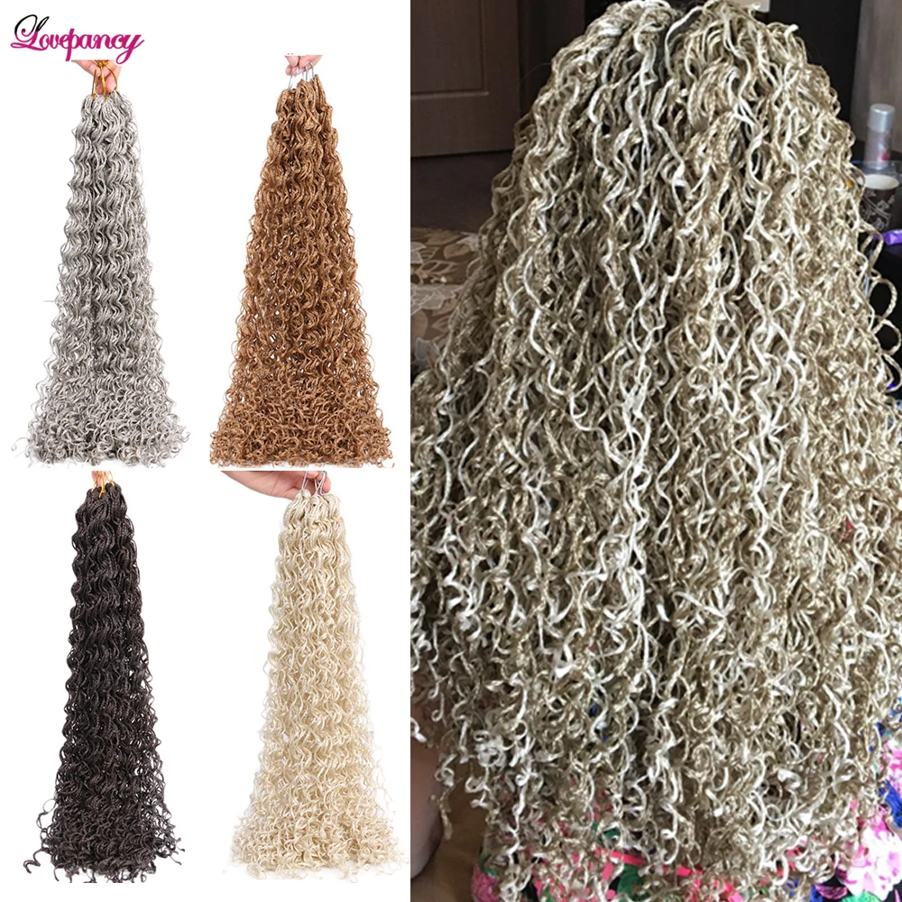 SyntheticCurly Zizi Braids Crochet Box Braiding Hair Extensions Brown Blonde Grey 20 Inch Micro Box Braids Hair Bundles 50g/Pack