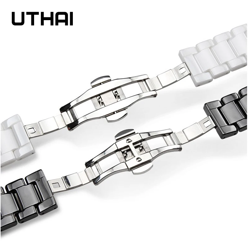 UTHAI C01 Ceramic Watch Strap 20mm for galaxy watch 44mm  watchbands For samsung gear s2 S3 14-22mm