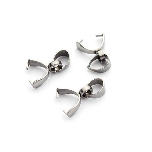 

20pcs 13x8mm Silver Tone 316L Stainless Steel Pendant Pinch Bails Clip & Pendant Clasp Connectors Jewelry Findings Accessories