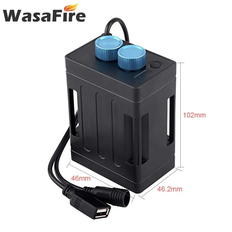 Bicycle Lamp Battery Box 8.4V 5V Dual Voltage Output for 2/4/6 18650/26650 Battery W/ Strap Optional 100-240V Adaptor No Battery