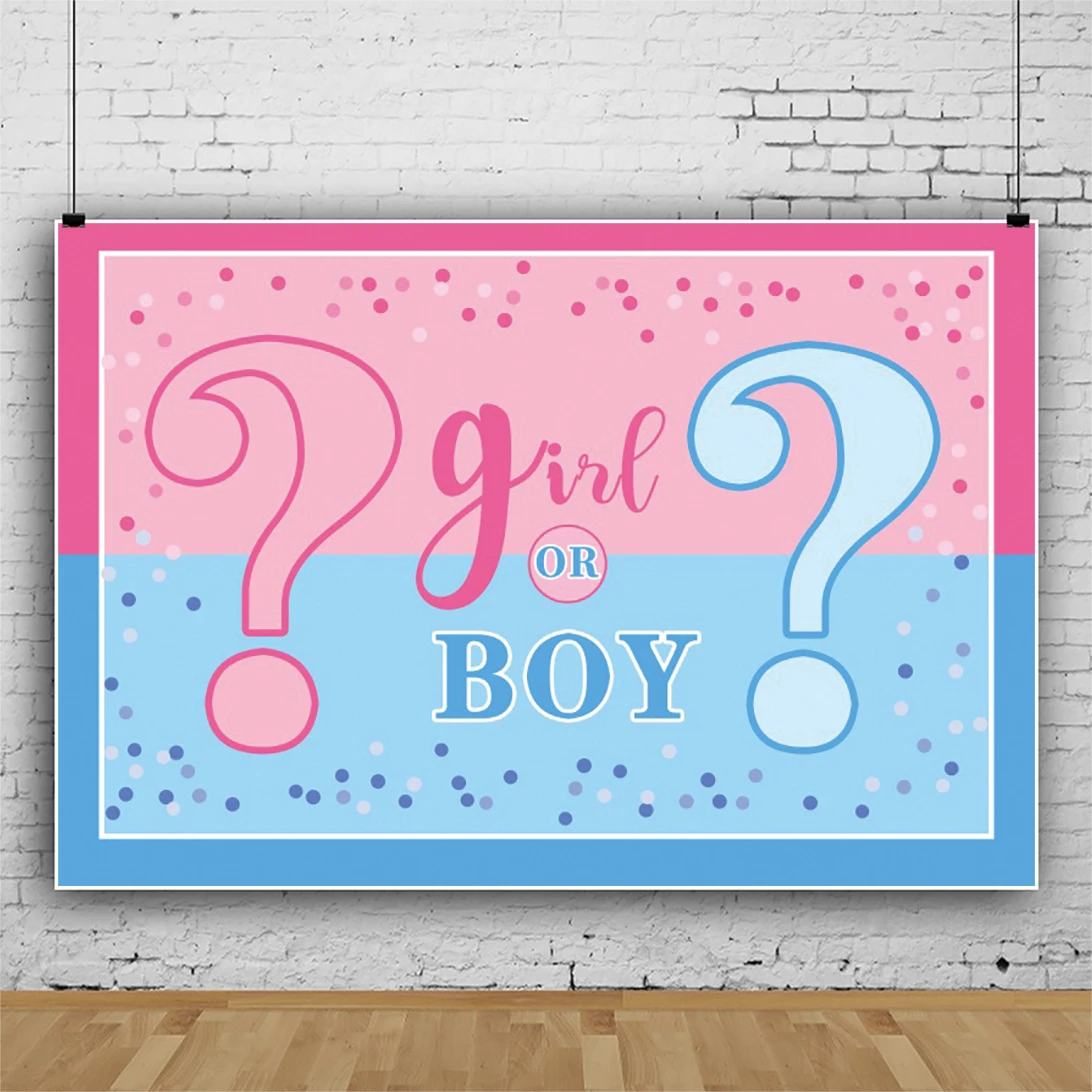 Laeacco Boy Or Girl Baby Gender Reveal Party Decor Backdrop For Photography Banner Photocall Customized Backgrounds Photo Studio