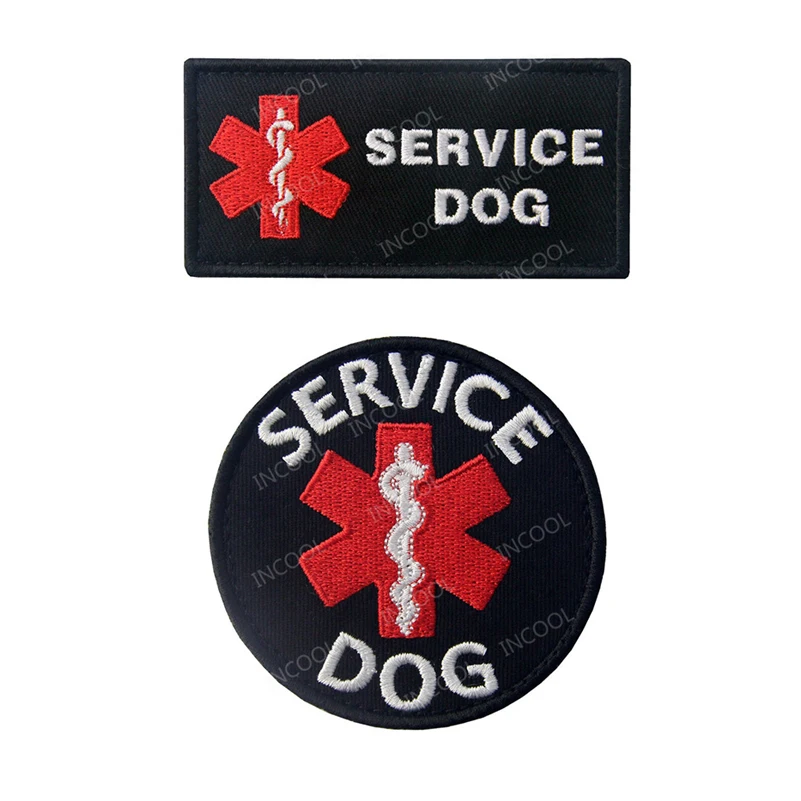 SERVICE DOG Embroidered Patches EMT Medic Paramedic Tactical Military Patch Medical 3D Embroidery Badges For Harness Vest