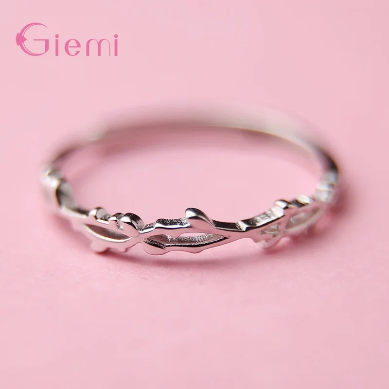 New Arrival Twist Leaf Fashion Jewelry 925 Sterling Siver Simple Hollow Branch Exquisite Women Opening Rings Party Gifts