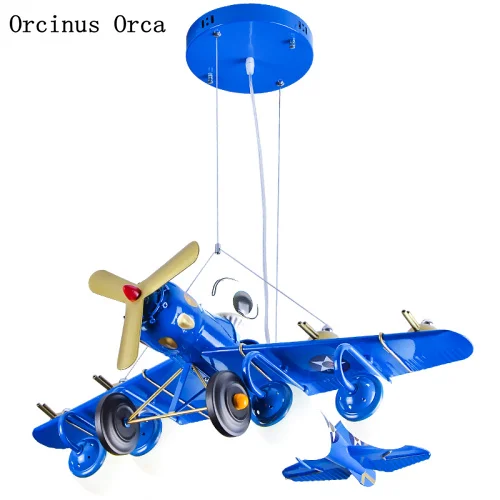 American black fighter chandelier boy bedroom children's room light simple and creative led cartoon airplane Chandelier