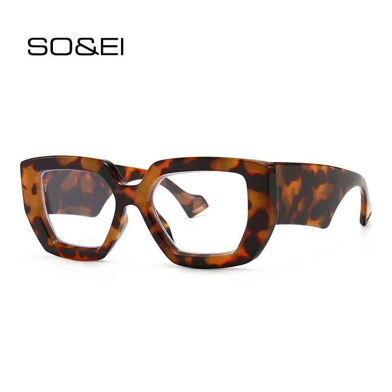 SO&EI Fashion Square Women Glasses Frame Clear Lens Eyewear Men Optical Shades UV400 Eyeglasses Frame