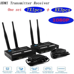 1 Tx To Many Rx 200M Wireless HDMI Extender 1tx To 3rx 1x3 Splitter HDMI Cable Extension Audio Video Converter Multi 3tx To One