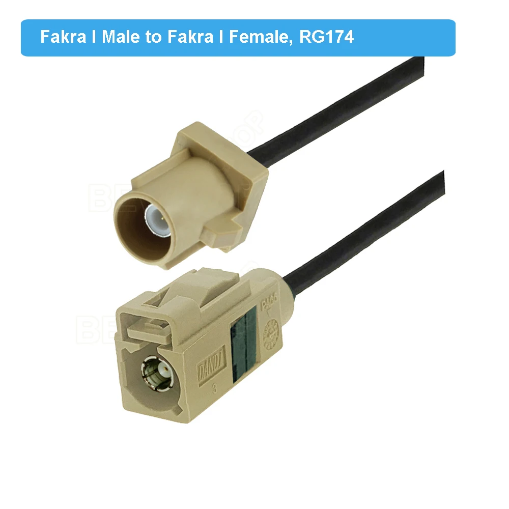 Beżowy Fakra I kabel RAL 1001 męski żeński RG174 Pigtail RF koncentryczny przedłużacz samochodowy Bluetooth Adapter 15CM 50CM 1 M 2M 5M 7M 10M