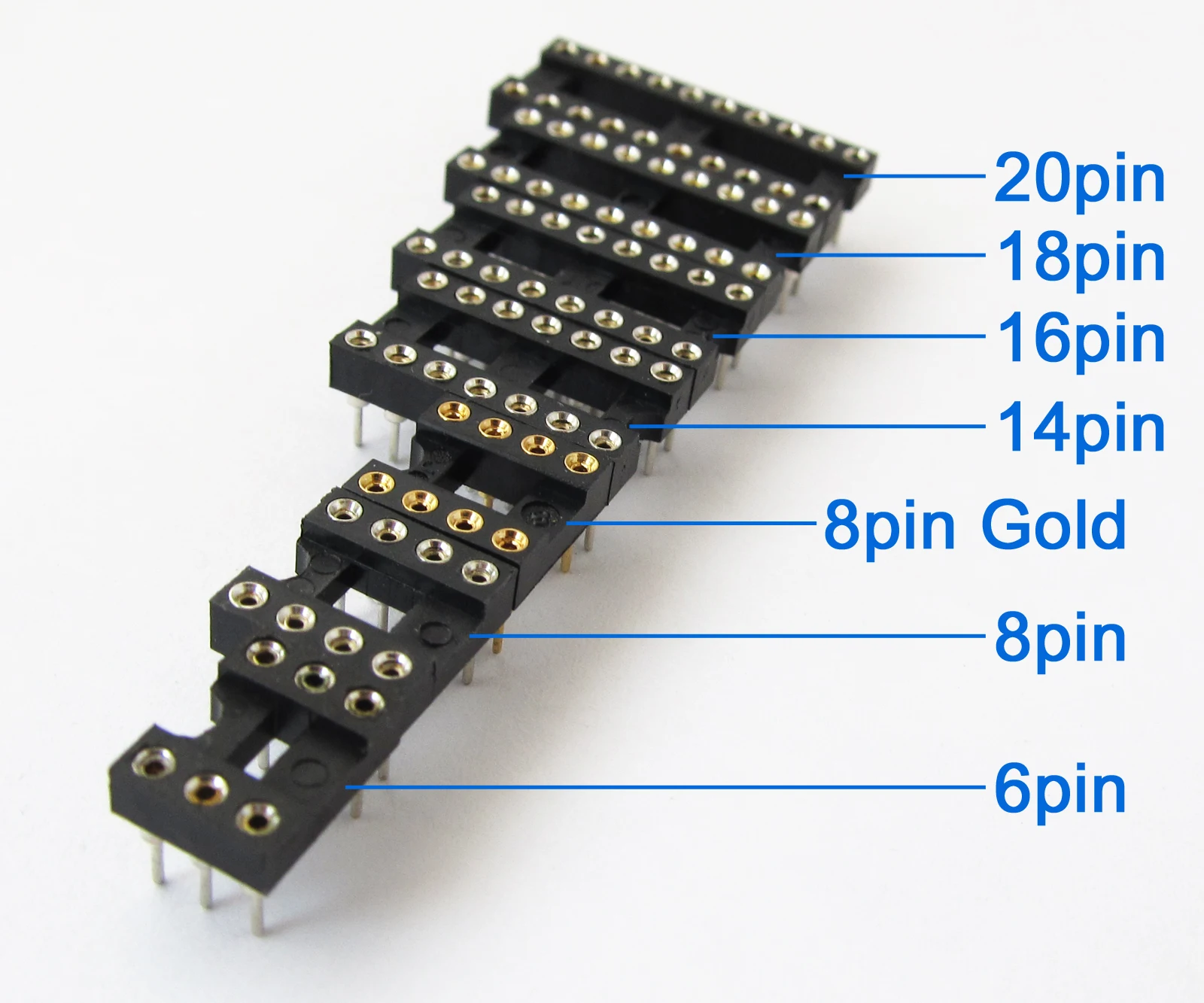 10pcs 6pin 8pin 14pin 16pin 18pin 20pin Round Hole 2.54mm DIP IC Socket Adapter