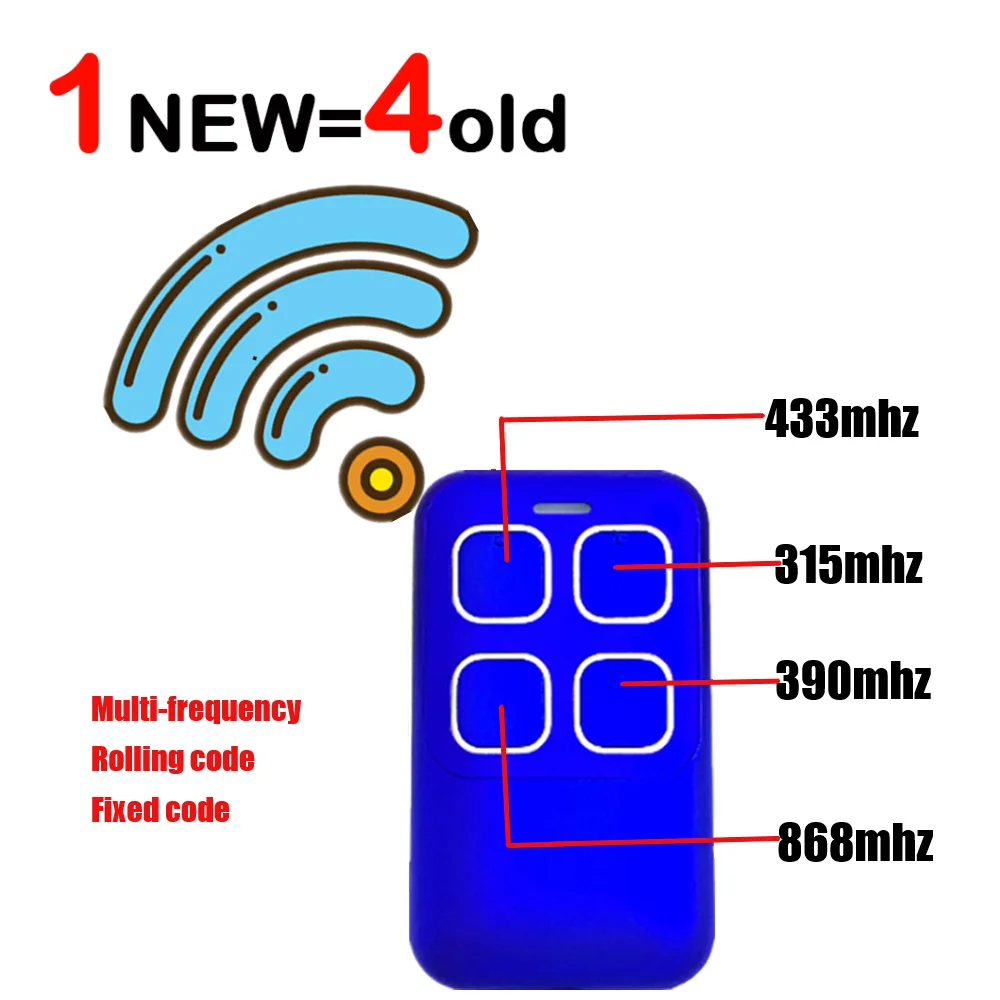 Mando a distancia para puerta de garaje, duplicador de Frecuencia múltiple, abridor transmisor, código fijo y rodante, 300-900Mhz