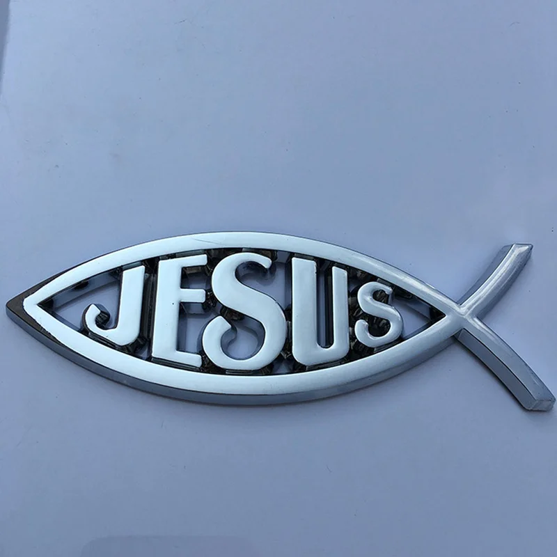 Car Universal Jesus Christian Fish Symbol 3D Logo Decal Badge Sticker Truck Decorative Styling Accessories for Auto Household