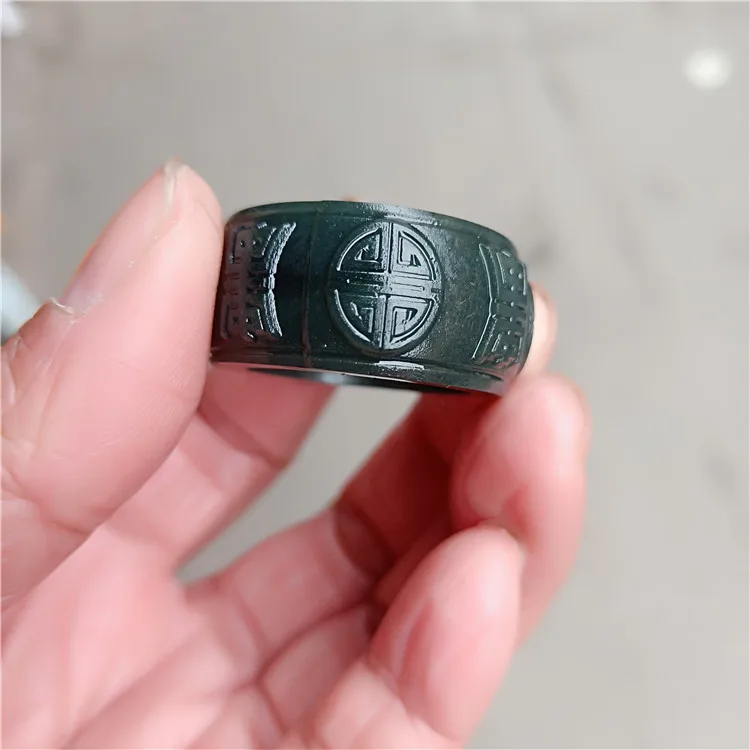 100% real jade natural handmade hetiangreen jade ring male and female jade ring jade gift rings brand men