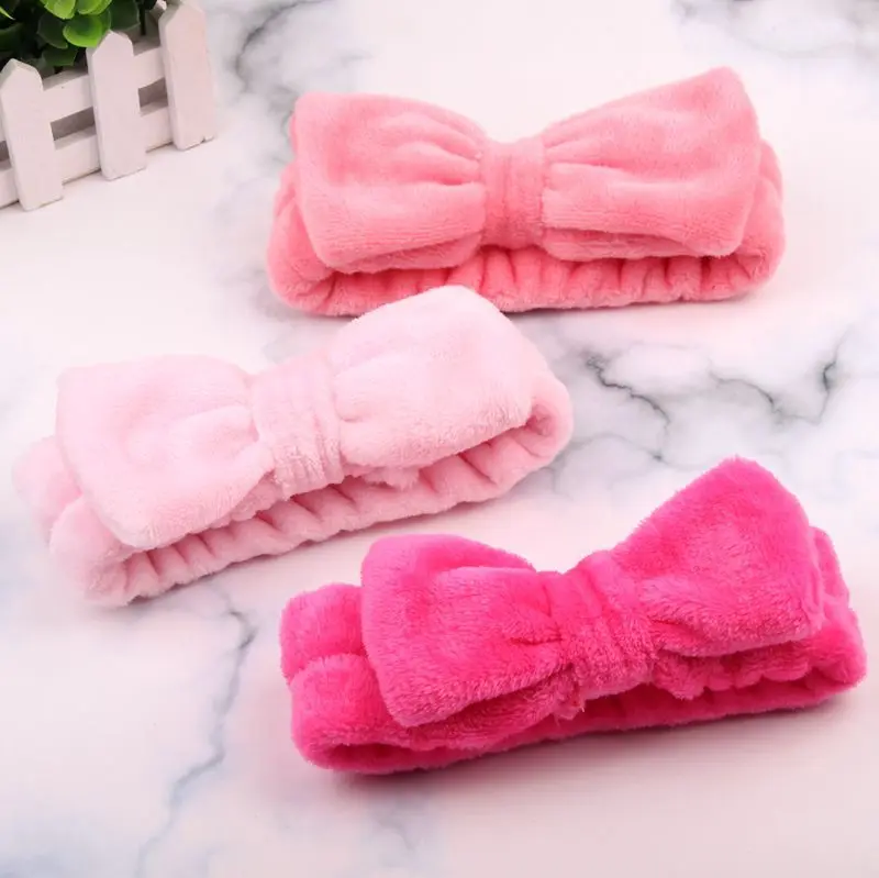 Big Rabbit Ears Coral Fleece Soft Elastic Hairbands SPA Bath Shower Make Up Wash Face headband Hair Band Girls Hair Accessories