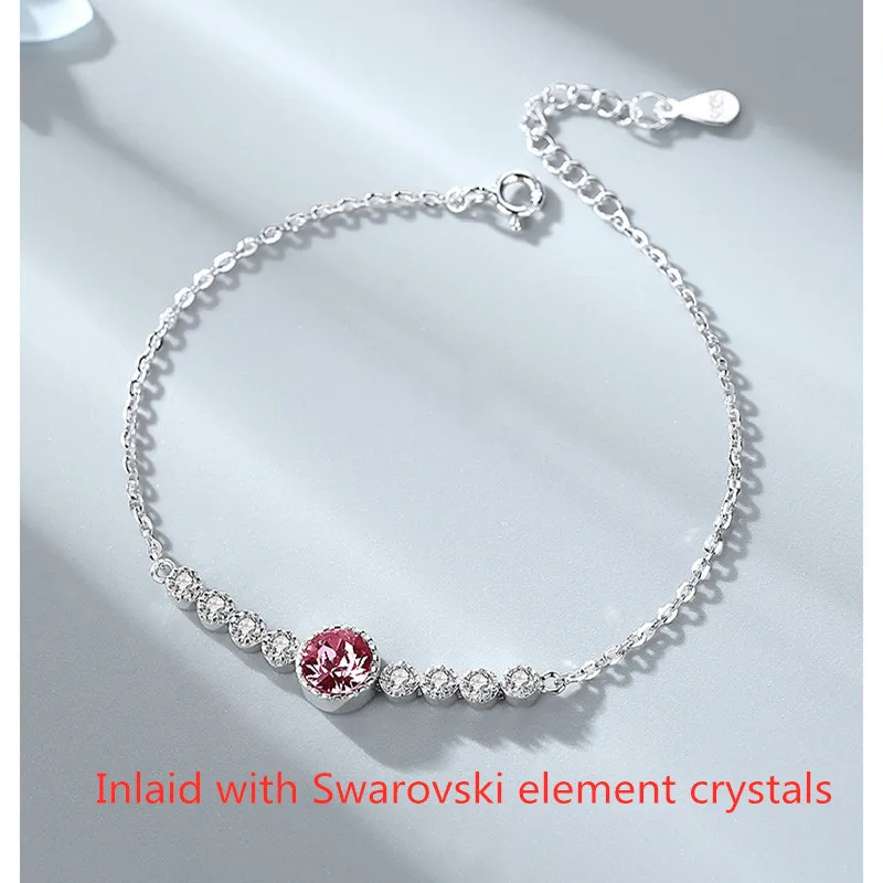 New Heart of the Sea S925 Sterling Silver Bracelet Women's Fashion All-match Austrian Crystal Bracelet