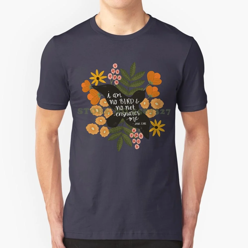 I Am No Bird Jane Eyre Quote Graphic Custom Funny Hot Sale Tshirt Jane Eyre Charlotte Bronte Quote Literary Quotes Books Floral