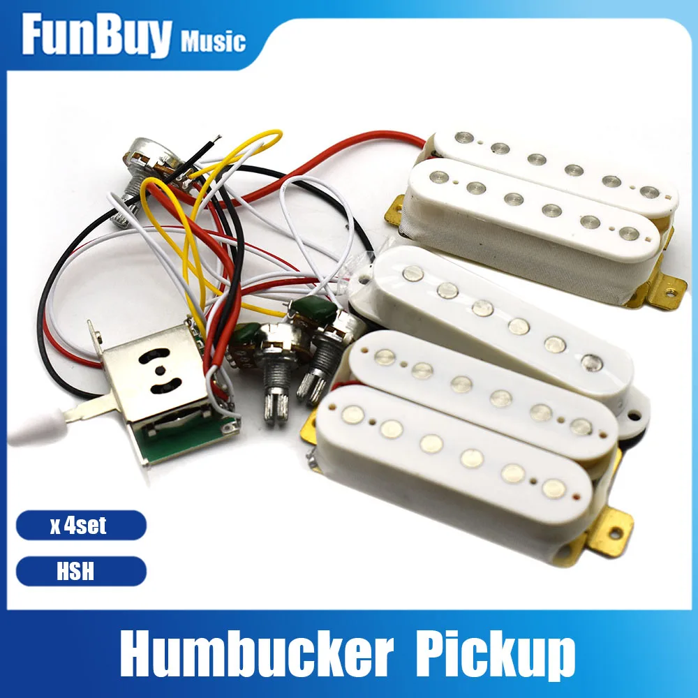 

4set HSH Loaded Electric Guitar Humbucker Pickup 5-way Switch 2T1V Control Wiring Harness Prewired Electric Guitarra Parts