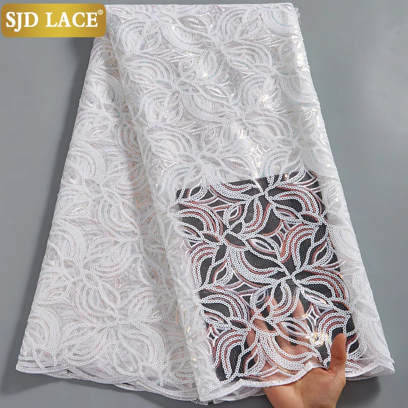 SJD LACE Clearance Style African Sequins Lace Fabric French Mesh Laces 2024 New Nigerian Lace Fabric For Women Party Sew A2517