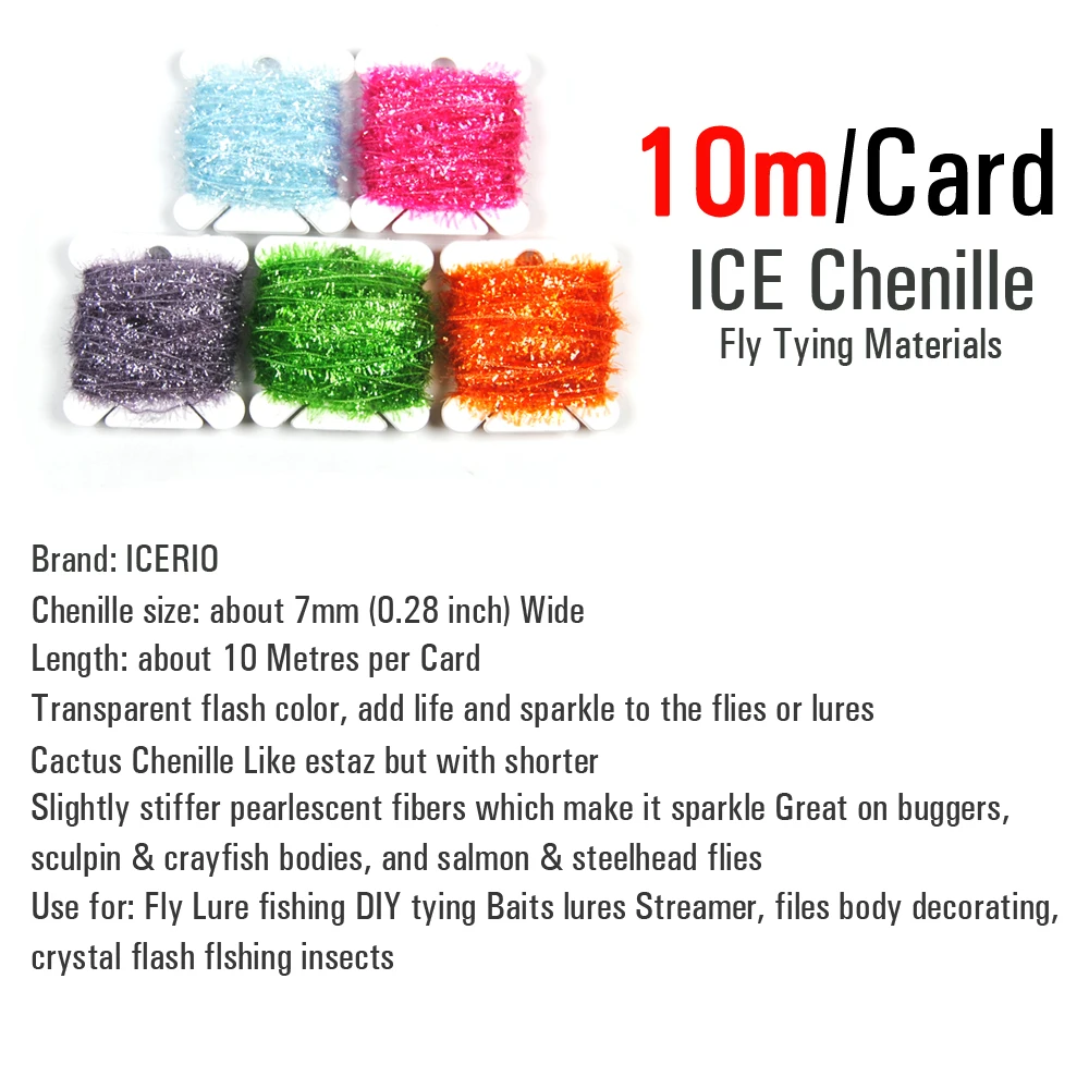 ICERIO 4PCS Fly Fishing Tinsel Ice Chenille Crystal Flash Cactus Line Fly Tying Materials Nymph Streamers Lure Making