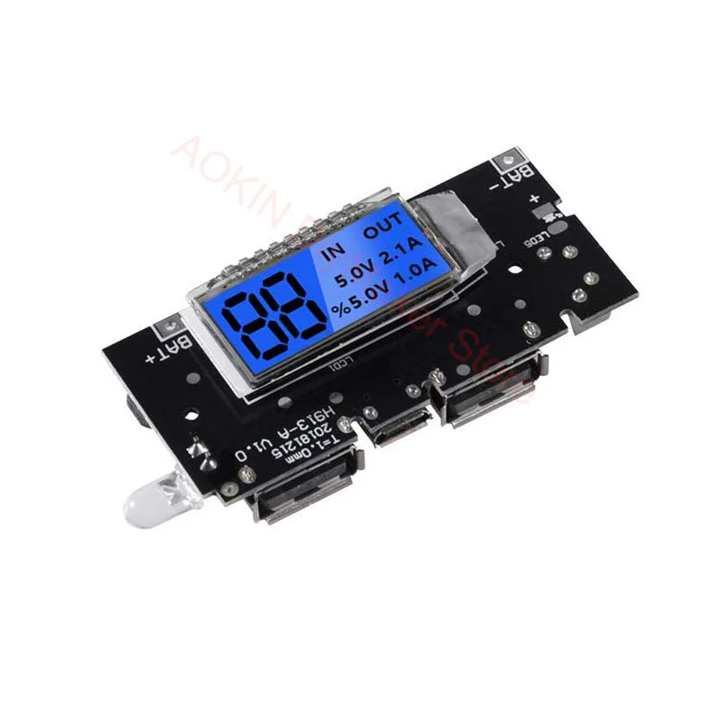 Dual USB 5V 1A 2.1A Mobile Power Bank 18650 Lithium Battery Charger Board Module Digital PCB