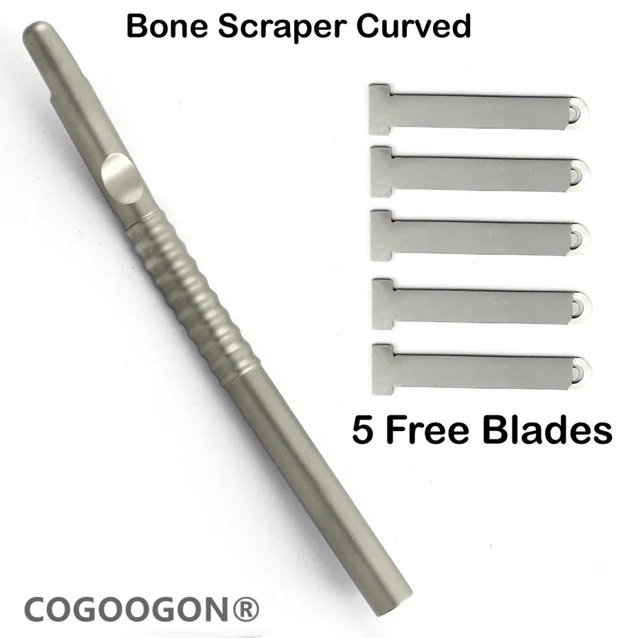 COGOOGON Dental Implant Harvesting Bone Scraper Curved With 5 Free Replaceable Blades