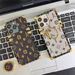 Luxury Leather Phone Cover Geometric Flower Case For Samsung Galaxy S23 Ultra S22 Plus Note 20 10 9 S21 S24 Ultra S20 FE S10 S9