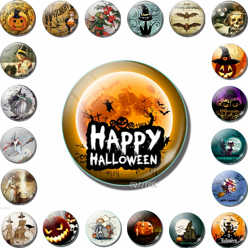 Halloween Witch Pumpkin Fridge Magnet Glass Dome Fairy Witch Message Board Sticker Featured Fridge Magnet Halloween Home Decor