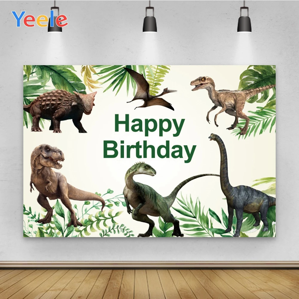 

Yeele Happy Birthday Forest Dinosaur Trees Vinyl Background Photophone Photography Baby Photo Studio for Decor Customized Size