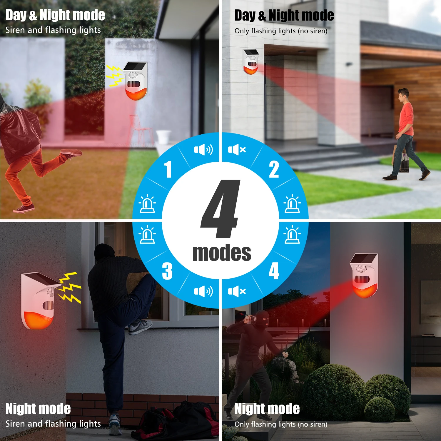 Tuya الذكية واي فاي الأشعة تحت الحمراء RF433 جهاز التحكم عن بعد للكشف عن واي فاي نظام إنذار للطاقة الشمسية صفارات الإنذار في الهواء الطلق مقاوم للماء PIR الاستشعار