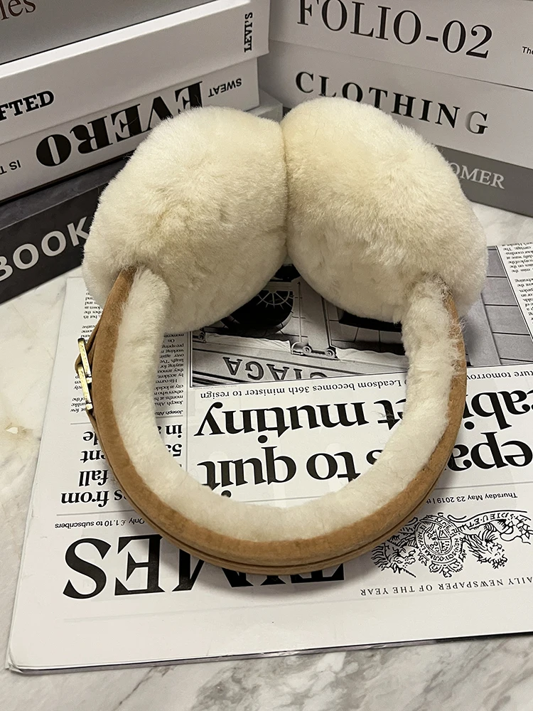 Real Sheep Shearling Fur Earmuff Winter Warm Fashion Ear Warmer Women Soft Ear Muffs