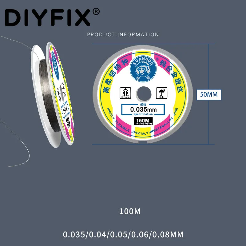 XUAN HOU 0.035/0.04/0.05/0.06/0.08MM * 100M złoty drut do ekranu LCD telefonu ekran dotykowy linia cięcia Separator Separator Repair Tool