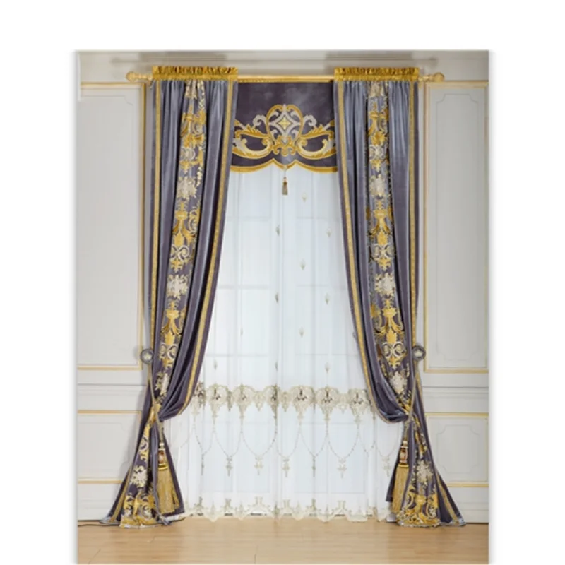 Embroidery Window Luxury Embroidered Hotel drapes and high quality curtain