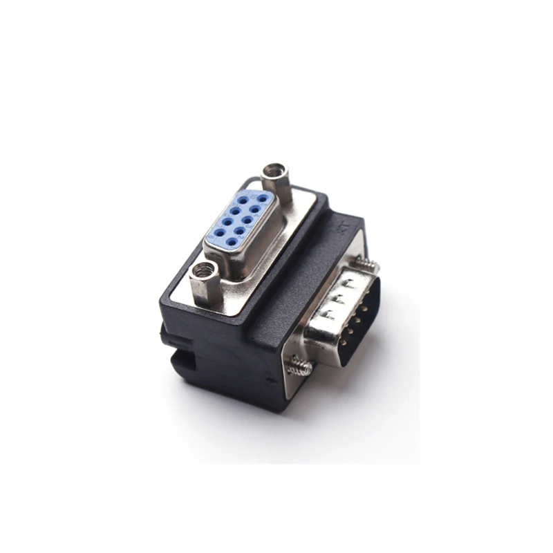 Lingable Adapter Right Angle D-Sub 9pin DB9 Male to Female Converter Monitor DB 9  Extender 90 degree Connector