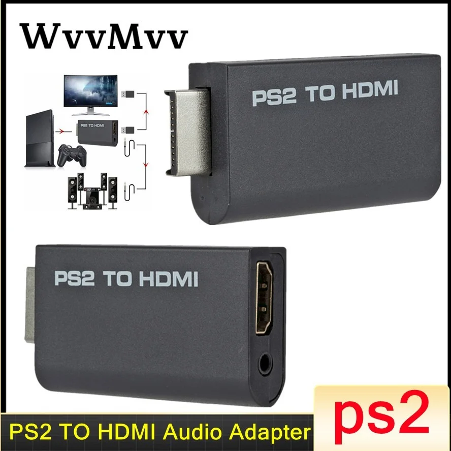 WVVMVV adattatore convertitore Audio Video da PS2 a HDMI compatibile 480i/480p/576i/adattatore convertitore da Wii a-compatibile Full HD 1080P