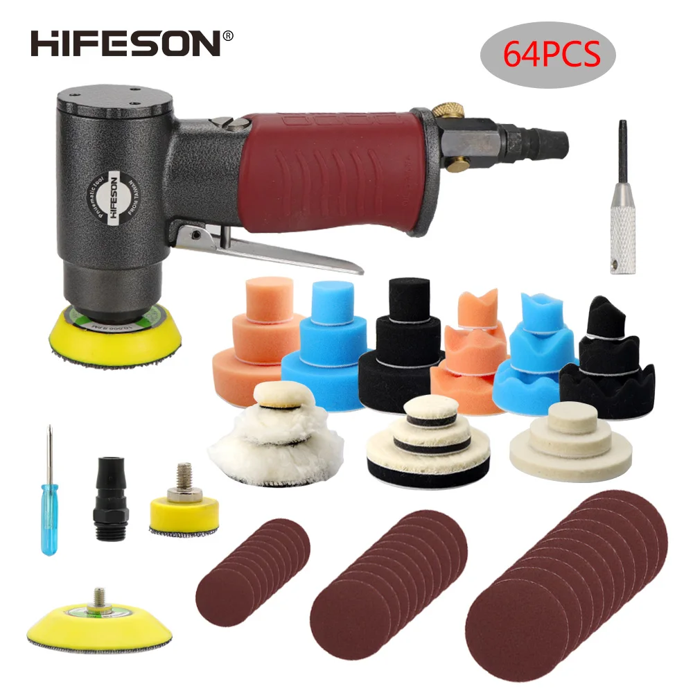 

HIFESON 943 Eccentric 90° Pneumatic Sandpaper Machine 1/2/3" Sanding and Polishing Machine Multi-style Multi-function Chassis